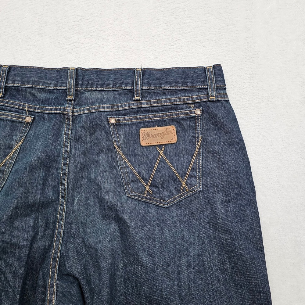 Wrangler Retro Relaxed Bootcut Jeans Mens 40x33 Dark Blue Denim Western Rodeo - Picture 12 of 12